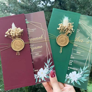 Sang trọng trong suốt plexiglass acrylic màu sắc Acrylic quinceanera Đảng lời mời đám cưới thẻ phong bì với sáp con dấu - Product Image 1