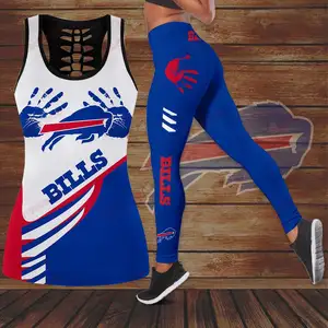 Hot Sale American Football Women Girls Leggings Sets Sport Fashion Custom Yoga Top and Down Leggings