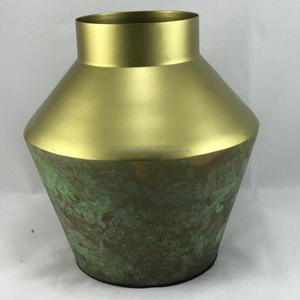 Brass Patina Flower Pot For Table Top Decor - Product Image 2