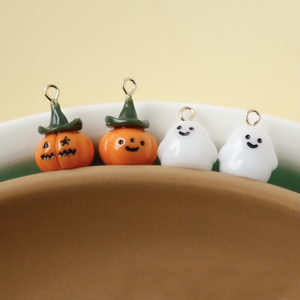 Halloween Children's Resin Spooky Miniature Charms DIY Jewelry Making | Ghost Lantern Skull Pumpkin Dog Pendants - Product Image 4