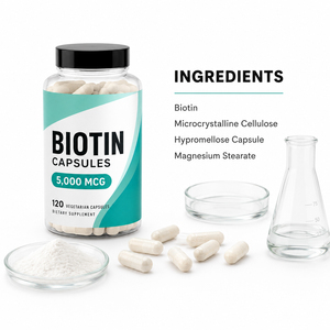 Suplemento de Materia Prima OEM Personalizado, Cápsulas de Biotina, Colágeno, Queratina y Vitamina C para Reparación de Cabello con Sulfato de Plátano, Certificado GMP - Product Image 3