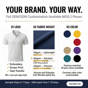 <span class=keywords><strong>Camisa</strong></span> <span class=keywords><strong>Polo</strong></span> <span class=keywords><strong>de</strong></span> Golf Personalizada OEM para <span class=keywords><strong>Hombre</strong></span>, Viscosa y Poliéster, 200GSM, Transpirable, Tejida, Antiarrugas, Informal, para Negocios - Product Image 3