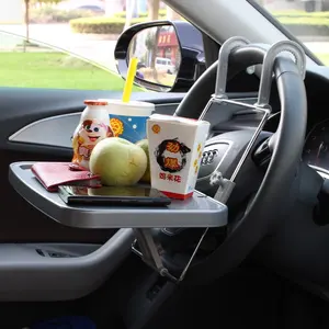 Car Laptop Desk Car with Multifunctional Chair Back Dining Table Steering Wheel Table Desk Auto Steering Wheel Tray Drink Holder