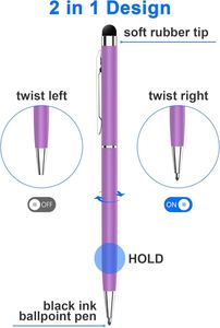 Custom Logo Stylus <b>Ballpoint</b> <b>Pen</b>, 2-in-1 Touch Screen <b>Pen</b> with Soft Rubber Grip, for Office, School & Promotional Gifts - Product Image 2