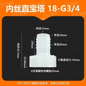 Plastic Hexagon Nut 18Mm Internal Thread PP Connector For Hose <b>Adapter</b> - Product Image 5
