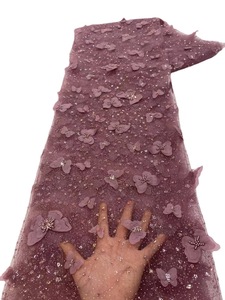 3D Bướm Thêu Lưới Đính Cườm Ren Đào Bướm Thêu Long Lanh Ren Vải Cho Ăn Mặc - Product Image 4