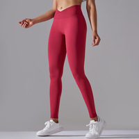 Leggings de sport pour femmes à taille élastique, sans couture, pour yoga, avec taille en V, effet ventre plat et rehaussement des fessiers, pour fitness, gym et course à pied