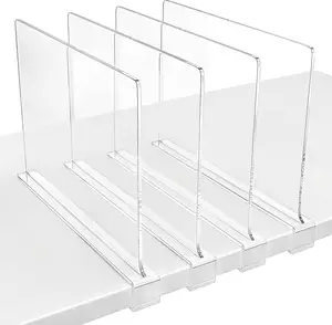 Top Seller Acrylic Shelf Dividers For Closet Clear Transparent Plastic Shelf Divider