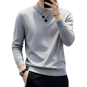 Pull en cachemire classique à col en V personnalisé en gros pour hommes - Product Image 1