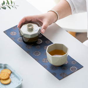 Acrylic Dry Brewing Tray With Leather Mat For Kung Fu <b>Tea</b> <b>Set</b> 40x15cm Minimalist Design - Product Image 4