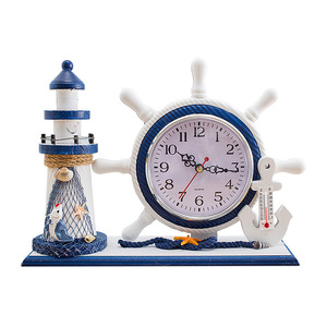 Mediterranean Style <b>Table</b> <b>Clock</b> With Pen Holder Polyresin Silent Desk <b>Clock</b> For Living Room Bedroom - Product Image 4