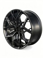 Rines de Aleación Forjada Monobloque T61, 1 Pieza, Color Negro Brillante, Diseño Angular de Radios Divididos, para Autos de Alto Rendimiento y Vehículos de Lujo