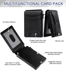 Portafoglio Bifold in Pelle e Metallo con Blocco RFID di Precisione CNC, Sottile, con Fermasoldi Interno - Product Image 3