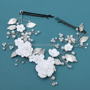 <span class=keywords><strong>Couronne</strong></span> de cheveux de mariée en <span class=keywords><strong>céramique</strong></span> faite à la main BELLEWORLD bijoux de mariage pour femmes en strass accessoires vente chaude - Product Image 2