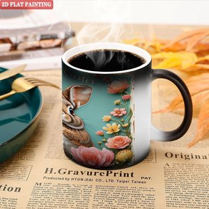 Magic Gift <b>Mug</b> Frosted Black 11oz Ceramic Heat Activated Cup <b>Easter</b> Bunny Flower Design - Product Image 5