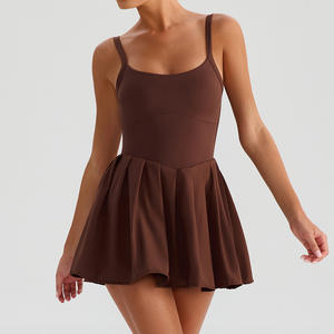 เดรสโยคะกีฬาแขนกุดมีความยืดหยุ่นสูงและระบายอากาศได้ชุดเดรสเทนนิสมีกระเป๋าด้านในของ<span class=keywords><strong>หมู่บ้าน</strong></span> - Product Image 3