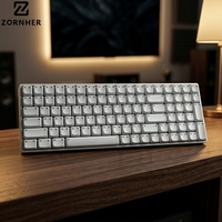 Teclado Portátil Inalámbrico Zornher ZH00 Light Meow, Teclado Ergonómico para PC, Teclado Mecánico de Tamaño Completo para Trading