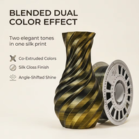 Filament PLA bicolore en soie avec logo personnalisé, 1,75 mm, 1 kg, pour imprimante 3D, deux tons, lisse et brillant, sans effet de filaments, vente en gros OEM