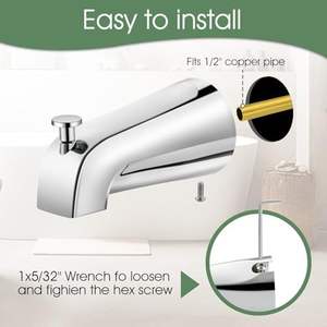 อะไหล่เปลี่ยนก๊อกน้ำอ่างอาบน้ำแบบอเมริกัน พร้อมตัวเปลี่ยนทิศทางน้ำ ติดตั้งง่าย ท่อทองแดงขนาด 1/2 นิ้ว อุปกรณ์สำหรับเปลี่ยนก๊อกอ่างอาบน้ำ - Product Image 5