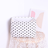 Panier de rangement en tissu à pois, pliable et personnalisé, avec poignées, pour l'organisation de la maison (vente en gros)