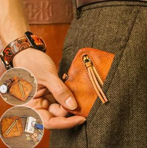 Stylish Custom Leather Coin Zipper Pouch Case Baffalo <b>Small</b> Mini Triangle Pyramid Square Trapezoid Fashion Tied <b>Purse</b> - Product Image 5