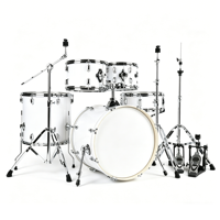 Batterie de percussions acoustiques professionnelle réglable 5 pièces, construction métal et bois, 3 cymbales, quincaillerie pour spectacles sur scène et concerts en direct
