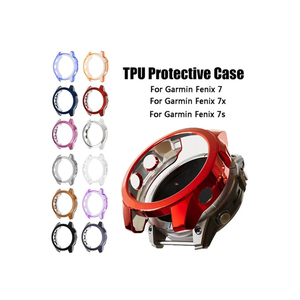 Pour <span class=keywords><strong>Garmin</strong></span> fenix 7 7X 7S saphir placage solaire étui en TPU souple protecteur couverture pare-chocs <span class=keywords><strong>montre</strong></span> cadre antichoc coque de protection - Product Image 2