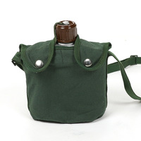 Venta caliente portátil al aire libre 1L juego de cantimplora de agua de aluminio con tapa de la fiambrera y bolsa de almacenamiento para acampar senderismo viajes