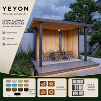 Ventilateur de plafond Yeyon OEM à cadre en aluminium pour toit plat, avec finition bois, pour fenêtre fixe murale, LED, terrasse, jardin, extérieur, véranda, serre en verre