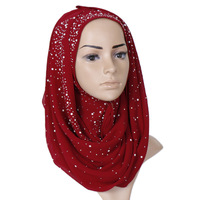 Meilleures ventes : Foulards en mousseline de soie pour femmes musulmanes arabes avec perles