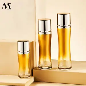 Luxury Gold Base Cream Essence Lotion Glass Bottle With Pump 120ml Cosmetic Container Lotion Pump Glass Bottles