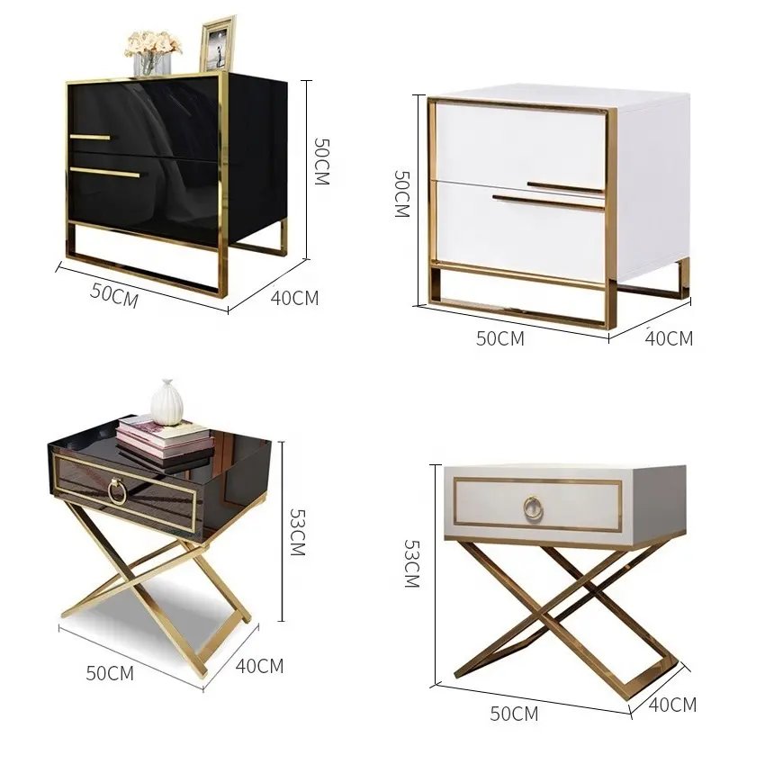 wholesale black gold night stand bedside table modern solid wood sofa side table modern bedroom night stand