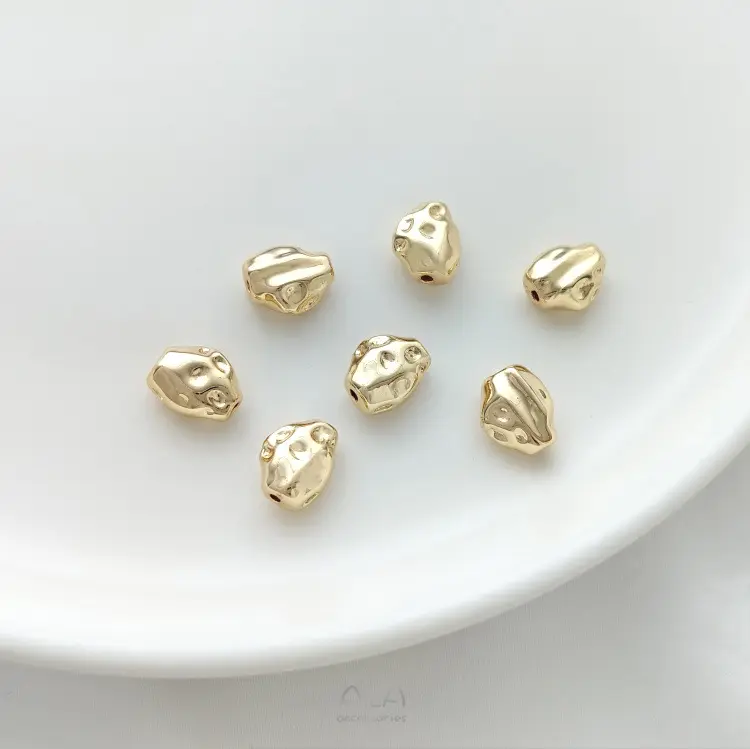 14k Gold Plated Baroque Irregular Shaped Loose Spacer Shaped Stone Beads For Jewelry Making Diy Bracelet Necklace Accessories