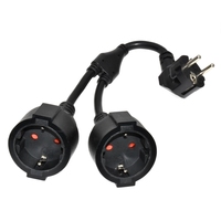 Câble d'alimentation répartiteur en Y UPS PDU, adaptateur de prise mâle IEC 320 CEE7/7 vers 2x prises femelles CEE 7/3 Europe Schuko