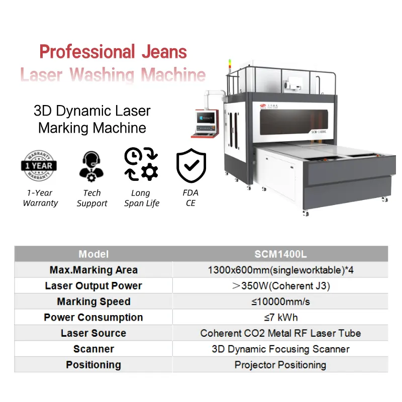 ARGUS 2022 neue Art Laser maschine für Jeans mit 350W/500W Coherent R.F. Metall-Laser-Rohr