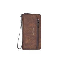 2025 Nieuwe Heren Lange Portemonnee Met Externe Kaartsleuven Zachte Pu Rits Waterdichte Jeugd Mode Clutch Telefoon Tas Polyester Voering
