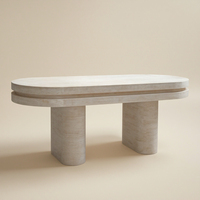 OEM ODM Ensemble table à manger 12 places Mobilier de maison moderne avec pierre naturelle marbre travertin design convertible pour hôtels