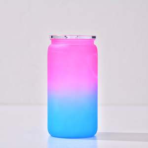 Gobelets en plastique colorés en forme de canette de 16 oz, recyclables, avec couvercle en PP et paille, pour emballage UV DTF, expédiés depuis notre entrepôt américain - Product Image 5