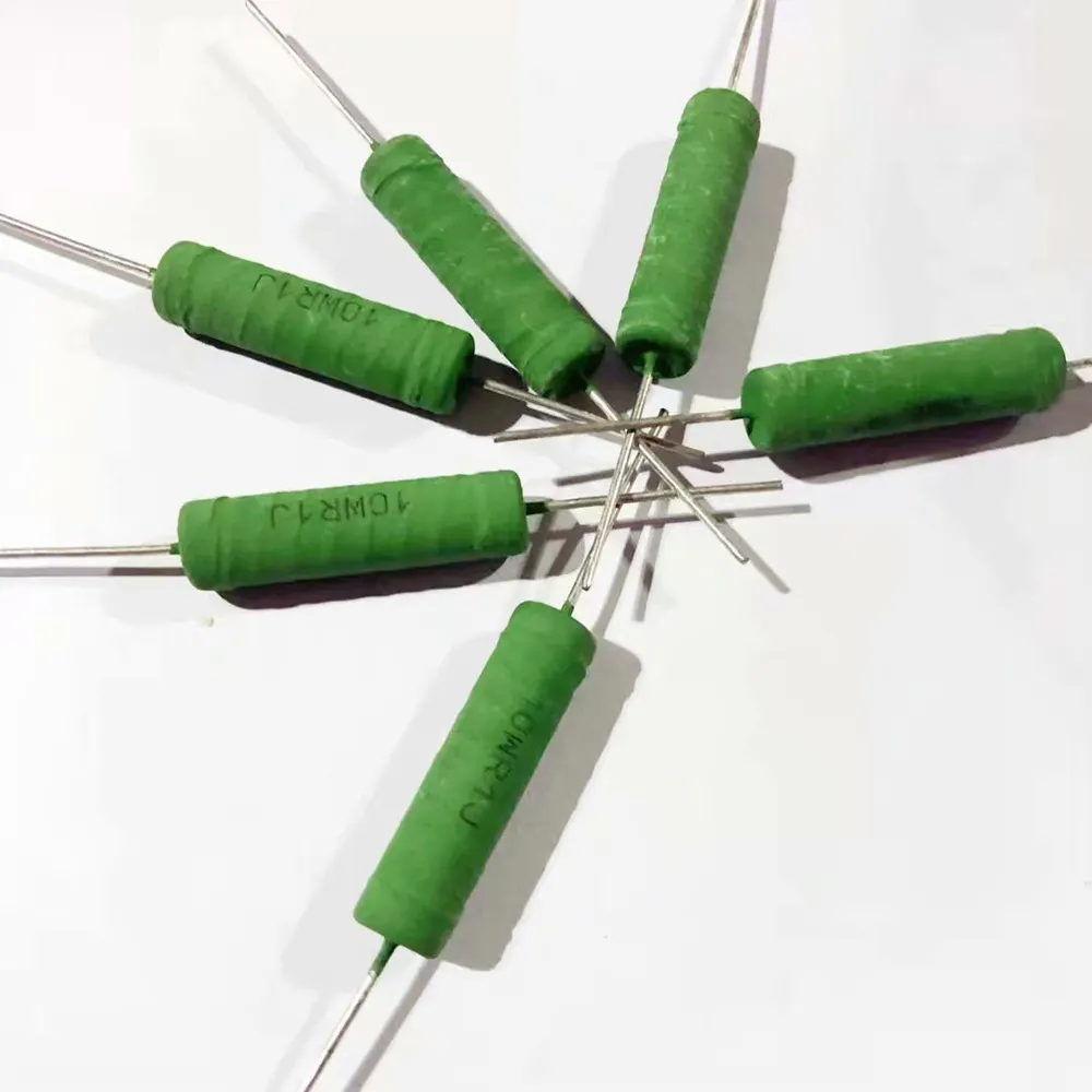 RX21/KNP 0.5W 1W 2W 3W 4W 5W 6W 8W 10W 12W kawat luka presisi Resistor hijau atau abu-abu silinder daya tinggi