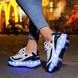 Giày trượt patin bánh xe 4 bánh có đèn LED sạc USB, 2 trong 1, dành cho người lớn và trẻ em, bé trai, bé gái, có thể biến hình - Product Image 6