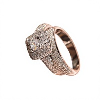 Bague en laiton plaqué argent 925 avec micro-incrustation de zircon créé en laboratoire, taille princesse carrée, style européen et américain, mode de luxe, pour fiançailles