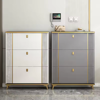 Meuble d'entrée moderne Dareko grande capacité, étagère à chaussures ultra-mince en MDF, style Tucker, pliable, gain de place, pour salon