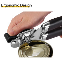 Ouvre-bocaux de cuisine multifonctions Roue de coupe en acier inoxydable avec poignées ergonomiques souples Ouvre-bouteilles manuel