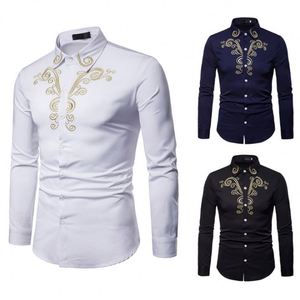 Vestido <span class=keywords><strong>de</strong></span> corte real para <span class=keywords><strong>hombre</strong></span>, <span class=keywords><strong>camisa</strong></span> <span class=keywords><strong>de</strong></span> manga larga con cuello bordado, talla grande, a la moda - Product Image 1