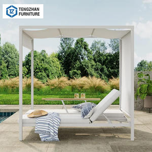 Chaise longue <span class=keywords><strong>de</strong></span> luxe pour <span class=keywords><strong>jardin</strong></span>, villa, plage, en aluminium, double, pour piscine, <span class=keywords><strong>salon</strong></span> <span class=keywords><strong>de</strong></span> <span class=keywords><strong>jardin</strong></span> carré - Product Image 3