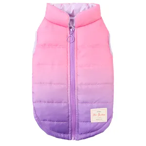 Abrigos de moda de invierno para mascotas, chaqueta impermeable con logotipo personalizado, ropa acolchada, chaleco con cremallera