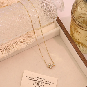 High Quality 18K <b>Gold</b> Plated 304 Stainless Steel Flower Butterfly <b>Cross</b> Chain <b>Pendant</b> Necklace Designed for Women Wedding Season - Product Image 3