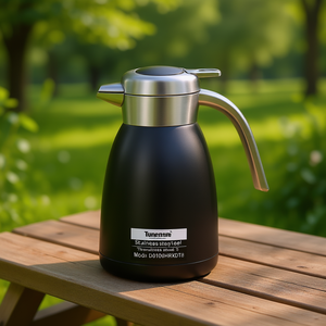 Termo de Acero Inoxidable Tunensne de 1.2L, Aislado al Vacío, Tapa Hermética, Botella Negra para Bebidas, Ideal para Viajes - Product Image 2