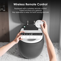 Toilette Intelligente Phare avec Bidet Design Ovale Gris à Double Chasse, WC Suspendu en Forme d'Œuf, Sanitaire
