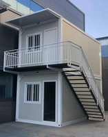 Casa Contenedor Modular Prefabricada Expandible de Bajo Costo, Diseño de Dos Niveles, Moderna, Pequeña, para Oficina, Hotel, Uso con Panel Sándwich